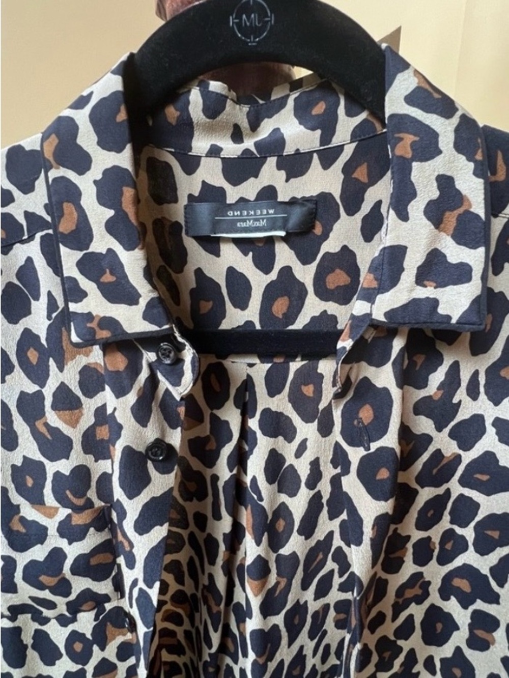 Weekend Max Mara silk Leopard Print Midi Dress in Tan and Black - Picture 7 of 9